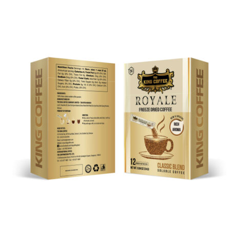 KING COFFEE ROYALE Classic Blend freeze dried soluble coffee – Box 24 g (12 sticks x 2g)- 24 boxes/CNT_EE
