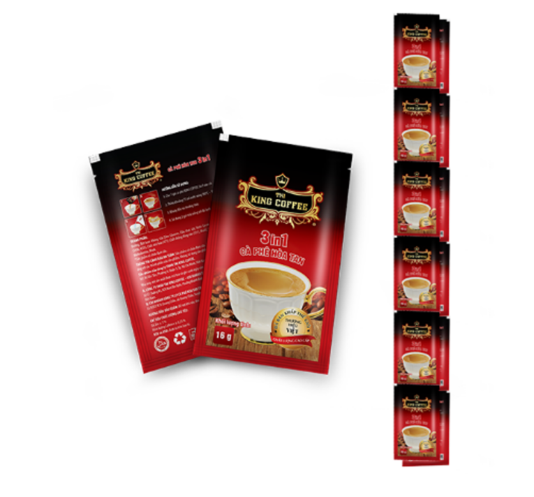 King Coffee hoà tan 3in1 - Dây 12 gói sachet (VV) (Kèm 5 hanger/thùng)