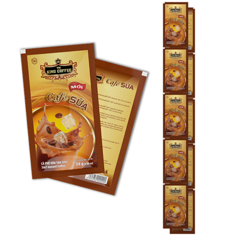 King Coffee hoà tan Café Sữa - Dây 10 gói sachet (EV) (Kèm 5 hanger/thùng)