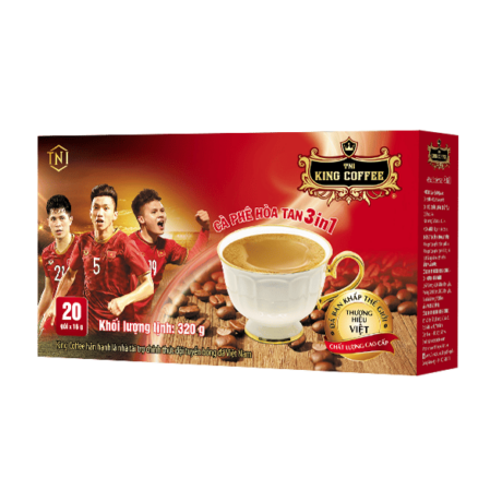 King coffee 3in1 instant - Hộp 20 sachets x 16gr (VV) - Football